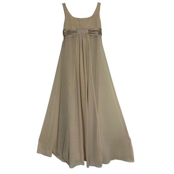 Davids Bridal Formal Bridesmaid Dress Size 8 Champagne Sleeveless Chiffon A-line - Picture 2 of 11